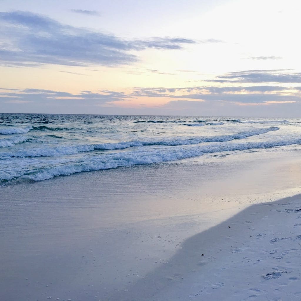 Seagrove beach sunset with rolling waves