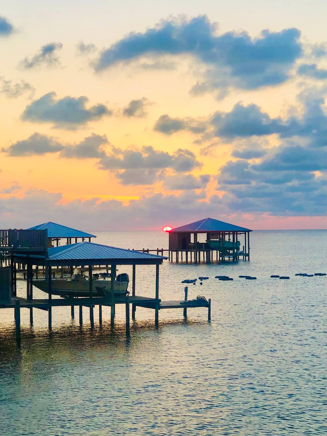 Sunset on dauphin island mobile bay alabama
