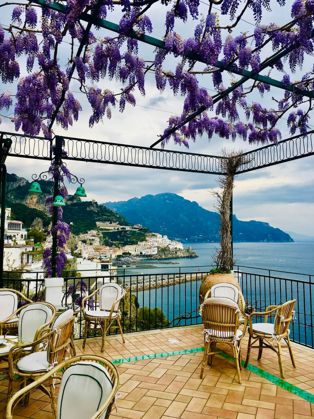 Wisteria on the terrace at hotel santa caterina