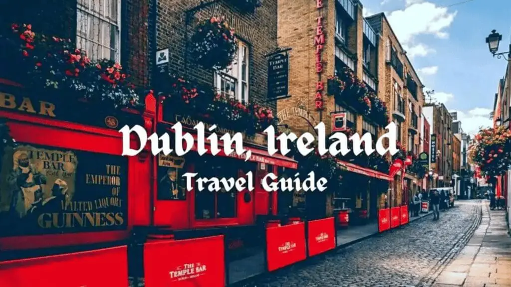 Dublin ireland cobblestone street red pub