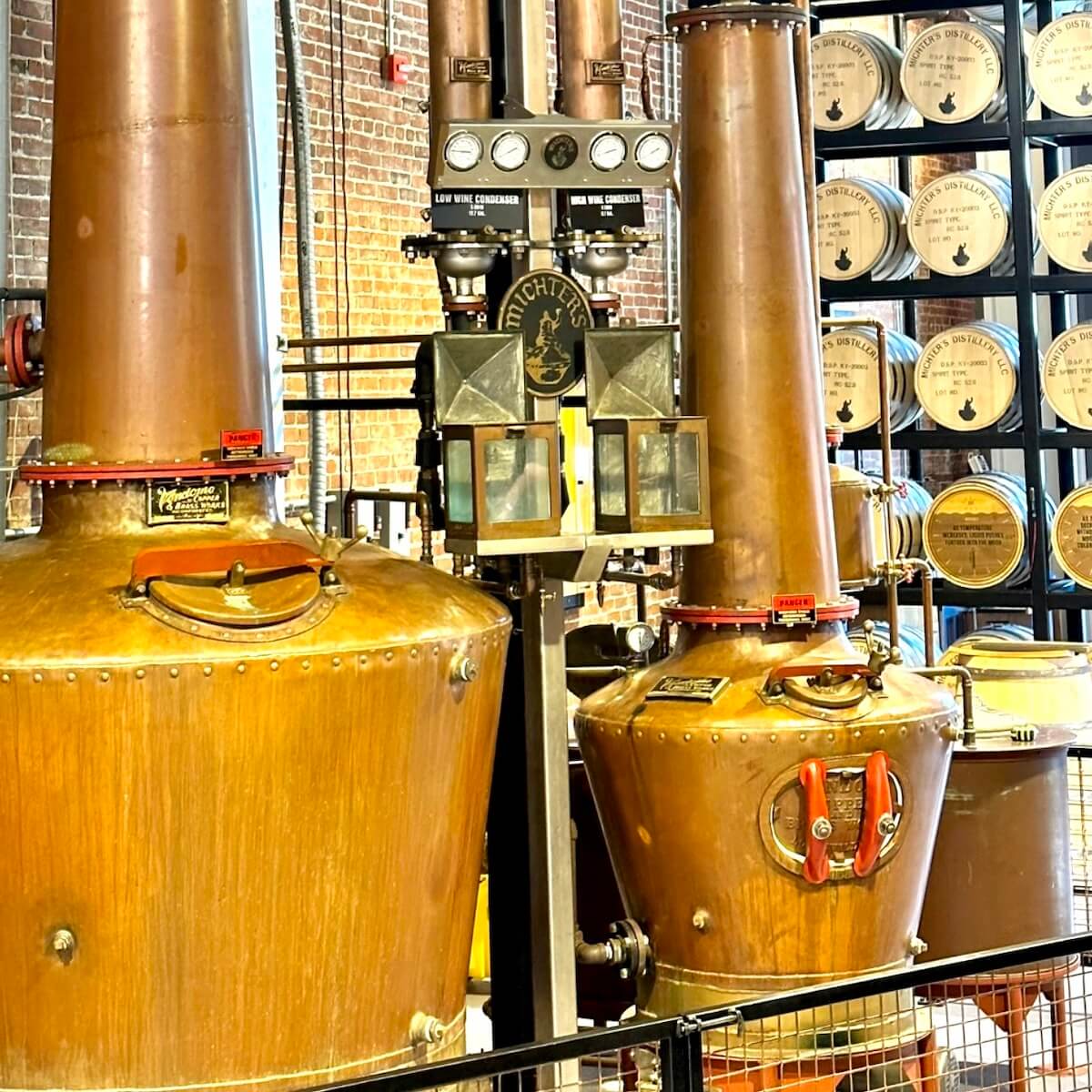 Michter's bourbon distillery copper pot stills