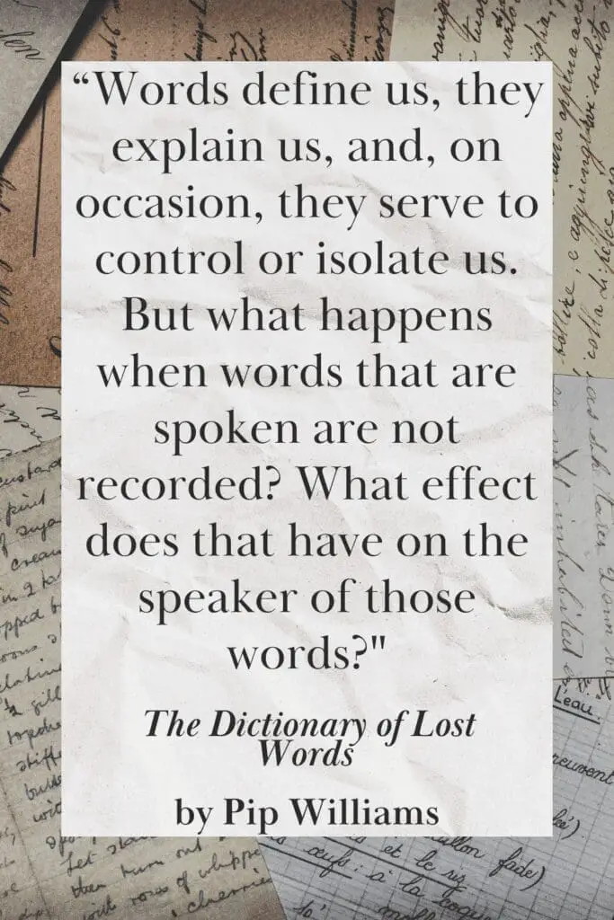 Quote from the dictionary of lost words by pip williams about the value of words.