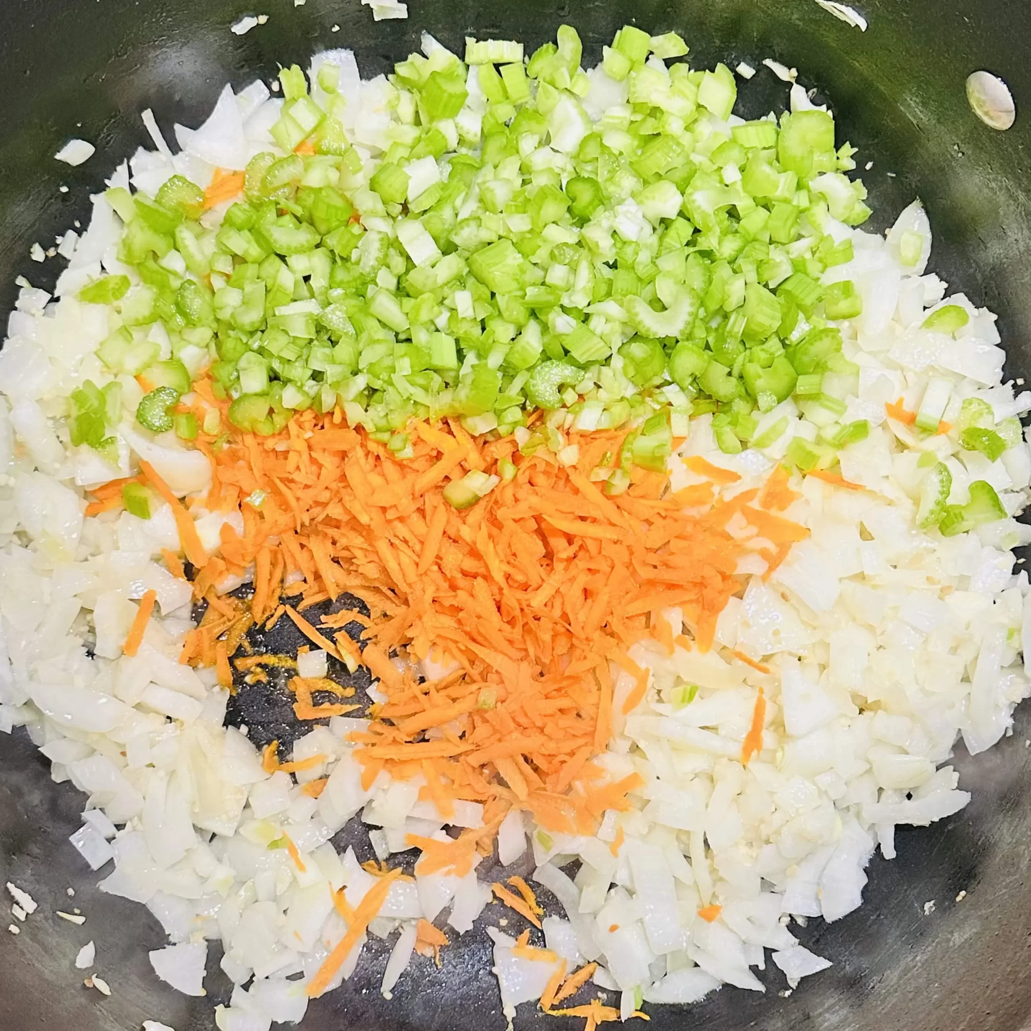 Chopped onions carrots and celery