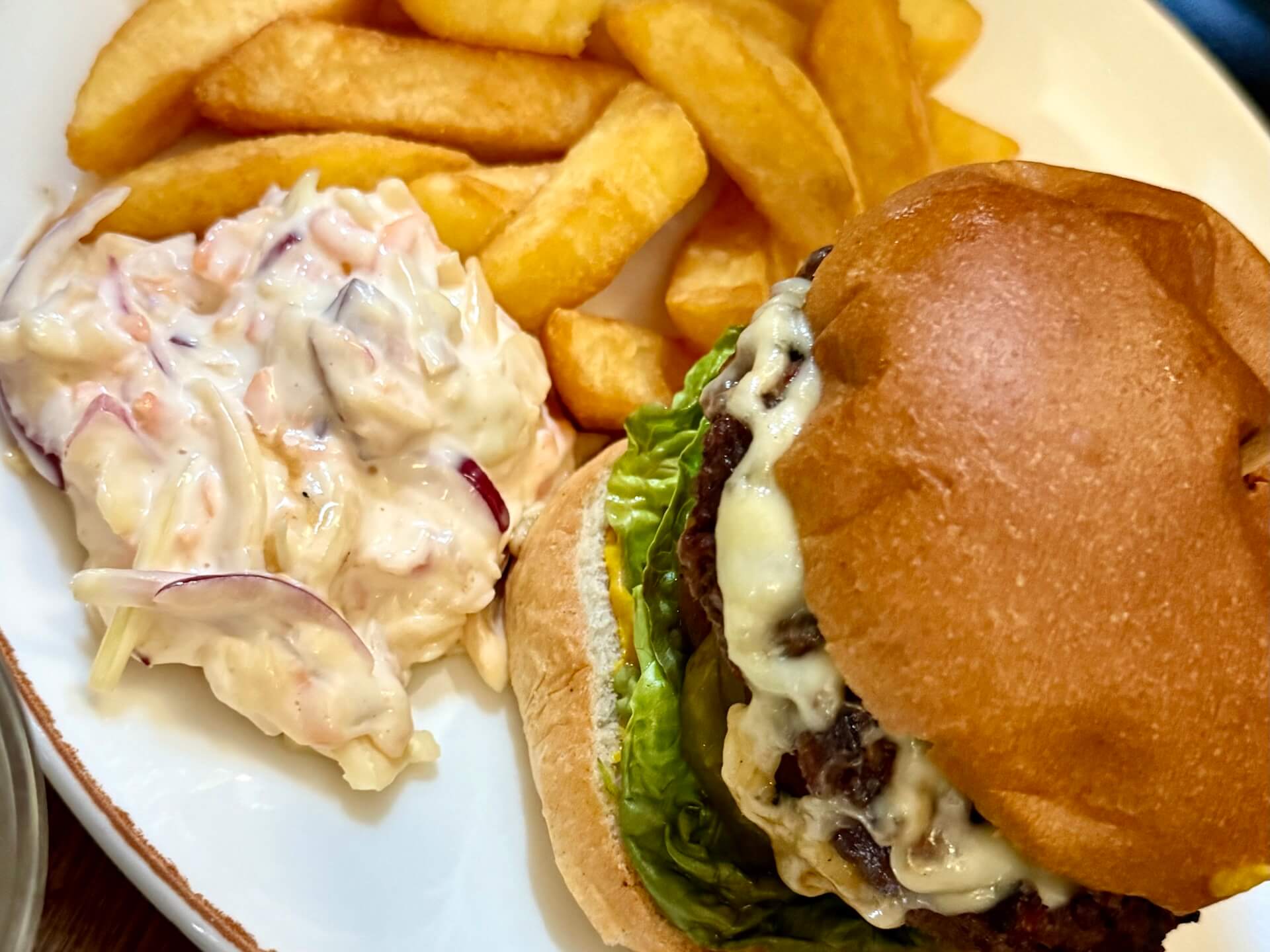 lamb and flag burger and chips