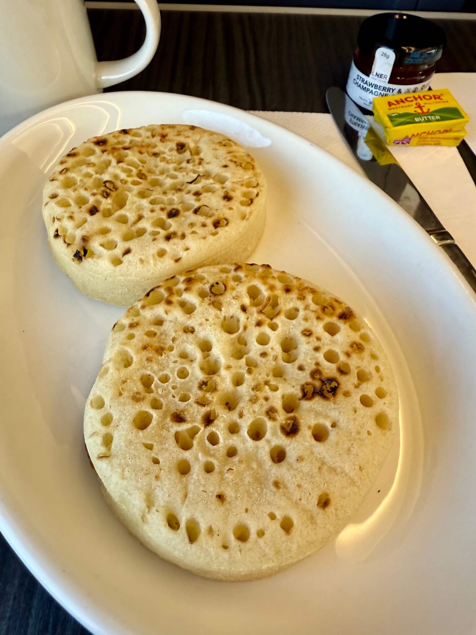 crumpets on a plate
